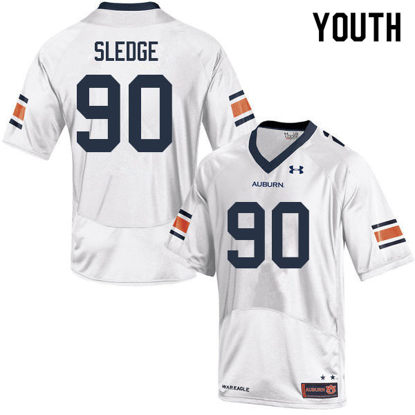 Auburn Tigers Youth Enyce Sledge #90 White Under Armour Stitched College 2022 NCAA Authentic Football Jersey DRH2574US